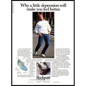 1986 Rockport Casual Dress Shoes Vintage Print Ad Laughing Man Street Wall Art